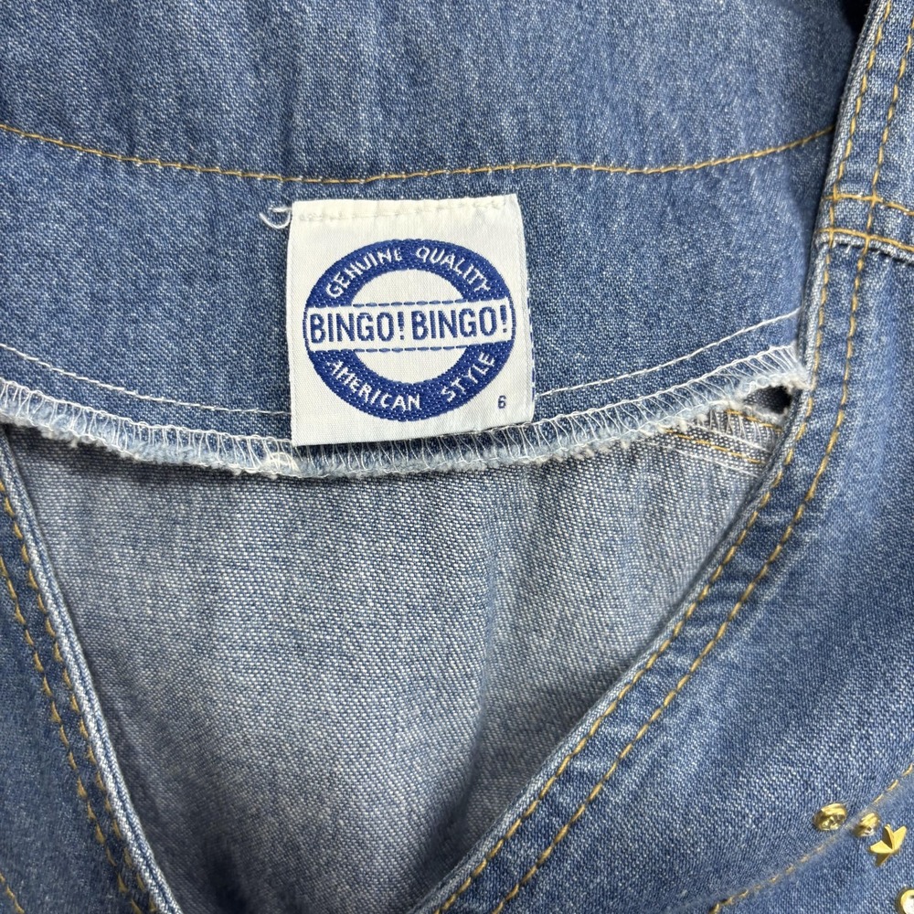 Vintage Bingo! Bingo! Button Up Denim Shirt Womens 6 Star Celestial Western 80s - Picture 5 of 12